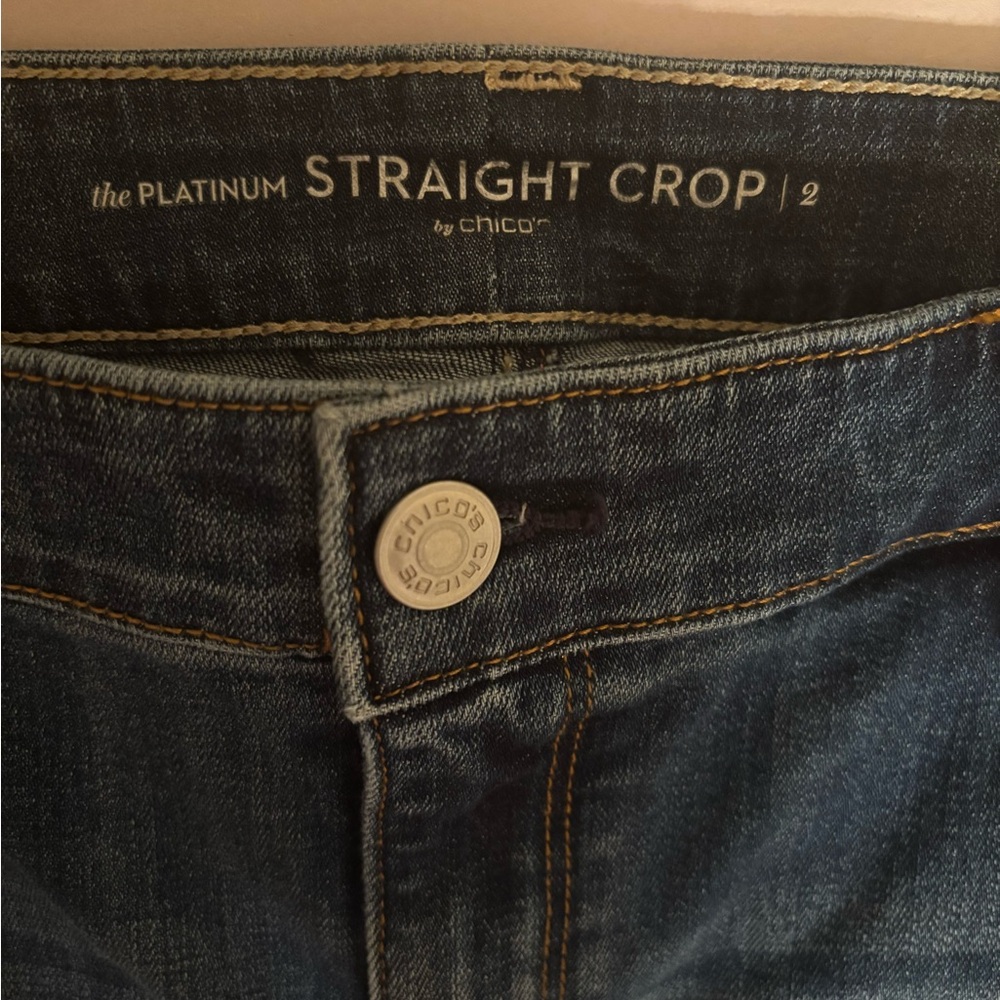 Chico's Light Blue Straight Leg Cropped Jeans - Picture 3 of 6